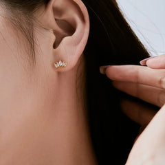 Aetolia Manufacturer Delicate 18K Gold Plated Crown Treasure Marquise Cut Cz Cubic Zirconia Zircon Stud Earrings Jewelry Women