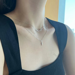 Aetolia Stylish Jewelry Tiny Triangle Double multi layered 925 Sterling Silver Necklace 18k Gold Plated Pendant Necklace