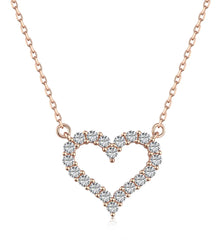 Aetolia Wholesale Clavicle Chain S925 Silver 18K Rose Gold Necklace CZ Cubic Zirconia Hollow Heart Pendant Necklaces For Women