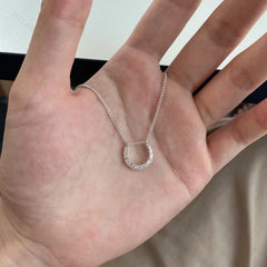 Aetolia Trendy 925 Sterling Silver Necklace Rhodium Plated U Shape Women Pendant Dainty Necklace for Women Girlfriend