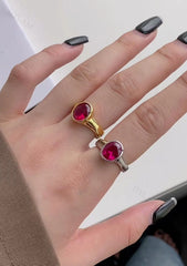 Aetolia Custom Heart Geometric Wave Shape 925 Sterling Silver Ring Irregular Colored Zircon Rings Open Adjustable Ring For Women
