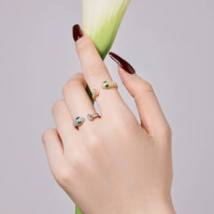 Aetolia Hot Selling 18K Gold Plated Adjustable Diamond S925 Silver Ring Snake Head Open Rings Jewelry Accessories Women Girls