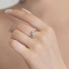 Aetolia Wave Sterling Silver S925 Jewelry Stacking Ring Custom Cz Cubic Zircon Irregular Design Minimalist V Shape Rings For Women