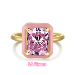 Aetolia High Quality Cubic Zirconia Ring Sterling Silver 925 Yellow Gold Color Zirconia cz Main Stone rings for Christmas Gift