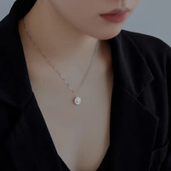 Aetolia 925 Sterling Silver Cubic Zirconia Spinner Necklace Female Round Pendant Ins Korea Diamond Necklaces 18K Gold Plated Jewelry