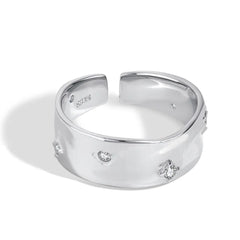 Aetolia Custom Heart Geometric Wave Shape 925 Sterling Silver Ring Irregular Colored Zircon Rings Open Adjustable Ring For Women