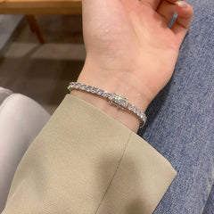Aetolia Custom Mujeres Pulseras Diamond Charm Bracelet Bangles Cubic Zircon Cuban Link Jewelry 925 Silver Tennis Bracelets Women
