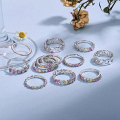 Aetolia High End Iced Out Geometry S925 Sterling Silver Ring Pink Diamond Cz Cubic Zirconia Rings Bracelets Earrings Jewelry Set
