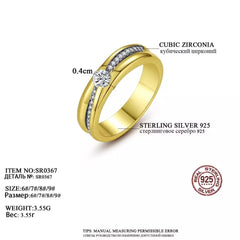 Aetolia 925 Sterling Silver 18K Gold Plated Single Row Solitaire CZ Diamond Ring SR0367