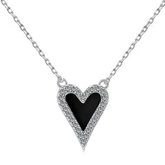 Aetolia Non Tarnish Fine Jewelry S925 Sterling Silver Chain Blue Black Onyx Necklace Pendant Cubic Zircon Cz Heart Necklaces Women