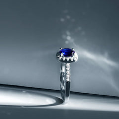 Aetolia High Praise Rate Luxury Ladies Exclusive Jewelry Silver With Charm Blue Tone White Gold Zirconium Round Sapphire Ring