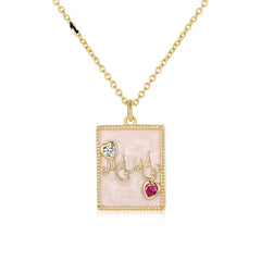 Aetolia New Arrivals Mother's Day Gift MAMA Necklace 925 sterling Silver 18k Gold Rhodium Plated Square Pendant Necklace