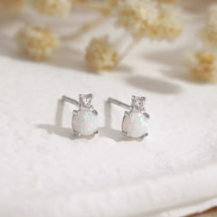 Aetolia Custom Wholesale Round Cute Cubic Zirconia Earring 925 Sterling Silver Blue Fire Opal Stud Earrings For Women