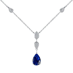 Aetolia New Arrival Elegant Accessories Chain 925 Sterling Silver Cubic Zirconia Blue Pink Water Drop Pendant Necklaces Jewelry Women
