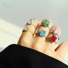 Aetolia Hot Sale 925 Sterling Silver Diamond Jewelry For Woman Wedding Rectangular Purple Zircon Engagement Ring