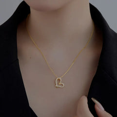 Aetolia Wholesale Ladies Women Jewelry Chain Heart Pendant Choker S925 Sterling Silver 18K Gold Plated Hollow Love Chain Necklace