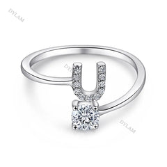 Aetolia Custom Adjustable Finger Fine Jewelry luxury 925 Sterling Silver Engagement Ring Set Letter Initial Wedding Rings Women