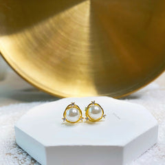 Aetolia 925 pearl drops shipping earrings round mother of shell cc 18k earring freshwater silver stud earings