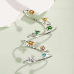 Aetolia Colorful Designer Diamond Cz Cubic Zirconia Heart Shape 925 Sterling Silver Bangles Fine Jewelry Bracelet Bangle For Women