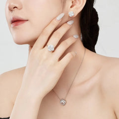 Aetolia Factory Wholesale Luxury Four Leaf Clover Design Cubic Zirconia Ring S925 Sterling Silver Rings For Women Girl Jewelry Set
