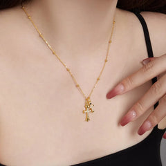 Aetolia Designer Personality Cubic Zircon Jewelry 925 Silver Cross Pendant Necklace 18K Gold Plated Cuban Chain Hip-Hop Necklace For Men