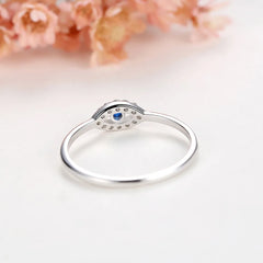Aetolia Fashion Rings Women Jewelry Simple Silver Ring 925 Sterling Eye of Evil Blue Stone For Gift
