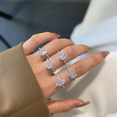 Aetolia Custom Silver S925 CZ 8A Cubic Zirconia Heart Bridal Diamond Ring Engagement Band Wedding Promise Fine Rings Jewelry Women