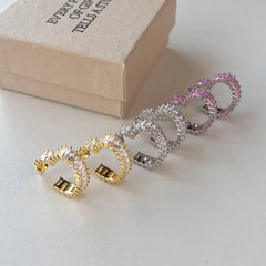 Aetolia Statement Sparkle Bling Cz Cubic Zirconia Diamond Pink Heart Earring Iced Out 925 Sterling Silver Hoop Earrings Jewelry Women