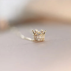 Aetolia Sliver Necklaces 925 Necklace Chain Gold Plated Jewelry 24K Crown Zircon Aetolia High Quality Crown Pendant Necklace
