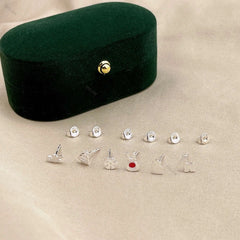 Aetolia 6 pieces Christmas Earrings Festive Jewelry Merry Xmas Tree Candy Cane White Snowflake Reindeer Christmas Stud Earring Set