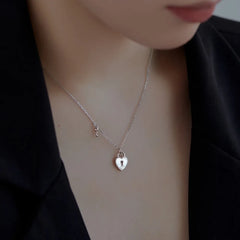 Aetolia Factory Price S925 Sterling Silver Love Heart Clasp Necklace Simple Lock Key Shape Pendant Chain 18K Gold Plated Necklaces Women