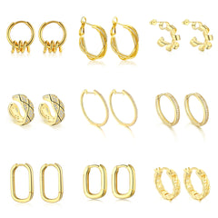 Aetolia Minimalist Sterling Silver 925 earring Luxury Statement Zircon Different Size 18k Gold Plated Huggie Chunky Hoop Earrings