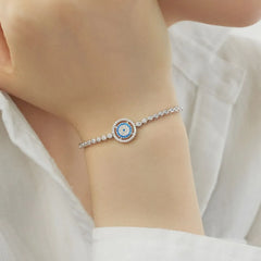 Aetolia Vintage Waterproof 925 Sterling Silver Lucky Blue Evil Eyes Chain Bracelet Sparkling Cz Cubic Zirconia Bracelets For Women