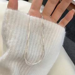 Aetolia fine jewelry Trendy Minimalist Design 925 Sterling Silver necklace Rhodium Plated Multiple Layer Clavicle Chain Necklaces