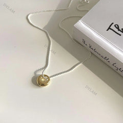 Aetolia Big Trend Hollow Circle Round Pendant Chain Necklace S925 Jewelry Sterling Silver Gold For Women Necklace Daily Wear