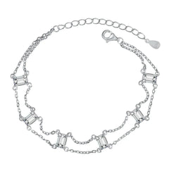 Aetolia Fashion Women Jewelry Rhodium White Gold Plated 925 Sterling Silver Double Layer Hollow Out Chain Bracelets For Girls