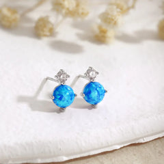 Aetolia Trendy Fasion Blue Opal Beaded Earrings for Women 925 Sterling Silver Diamond CZ cubic zirconia Stud Earring Jewelry