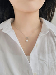 Aetolia Hypoallergenic Non Tarnish Nickel Free Rhodium 18K Gold plated S925 Sterling Silver Shell Pearl OT Buckle Pendant Necklace