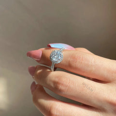 Aetolia New Luxury Women Wedding Engagement Sterling Silver Jewelry Set 5A Full Zircon Earring Big Iced CZ Ring 925S Halo Necklace