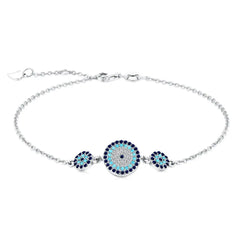 Aetolia Cubic Zirconia Blue Devil Eye Bracelet 925 Sterling Silver Jewelry 18K Gold Tennis Diamond Charm Bracelets Women