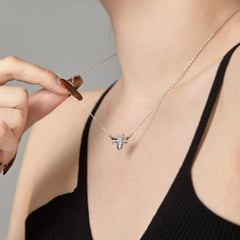 Aetolia Bee Necklace Jewelry Cubic Zirconia Charm Honey Bee 18K Gold Plated S925 Sterling Silver Pendant Necklaces For Women