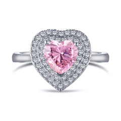 Aetolia Sparkling Heart Shape S925 Sterling Silver Ring Band Rainbow Colorful Pink Diamond Cz Cubic Zirconia Rings Jewelry Women