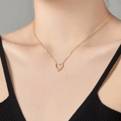 Aetolia Luxury 925 Sterling Silver Wedding Jewelry 18K Gold Plated Necklace Cz Zirconia Love Heart Brand Design Necklaces Women