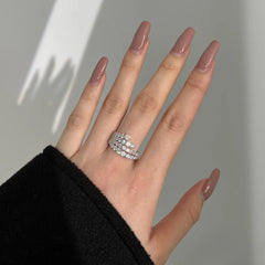 Aetolia Delicate Cz Cubic Zircon S925 Silver Engagement Wedding Rings For Women Valentine Day Asymmetric Lines Spray Shape Ring
