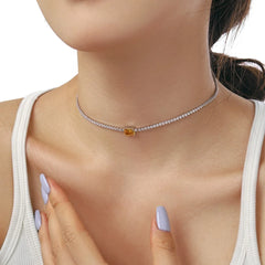 Aetolia Cz Cubic Zirconia Necklace S925 Sterling Silver Yellow Pink Pendant Choker Jewelry Diamond Tennis Necklaces For Women Girls