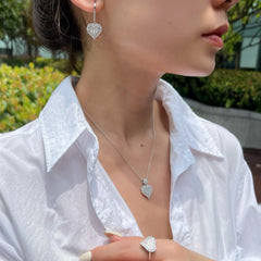 Aetolia Simple Zircon Trendy S925 heart Sterling Silver Costume Wedding Necklace Elegant Jewelry Bridal Customize Jewelry Set