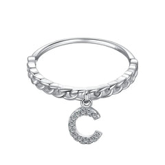 Aetolia Fashion Jewelry Trend Wholesale Ring Party Gift S925 Sterling Silver Stackable Initial Letter A-Z Rings For Women Daily Wear