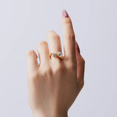 Aetolia Cheap Jewelry S925 Silver Rings Set For Women 18K Gold Plated Link Chain Geometric Twisted Wide Band Open Adjustable Ring