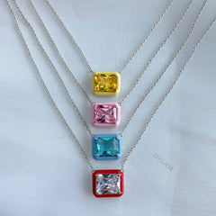 Aetolia High Quality Cubic Zirconia Necklace Sterling Silver 925 Chain Yellow Color Zircon Pendant Necklaces for Christmas Gift