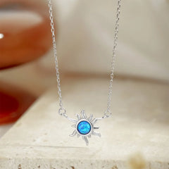 Aetolia Luxury Jewelry Sun Heart Shape 925 Sterling Silver Minimalist Dedicate Heart Chain Necklace With Opal Stone